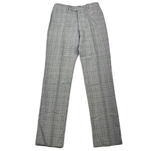 Tallia Slim-Fit Plaid Wool Dress Pants Mens 30x32 Brown Cream $175 NEW